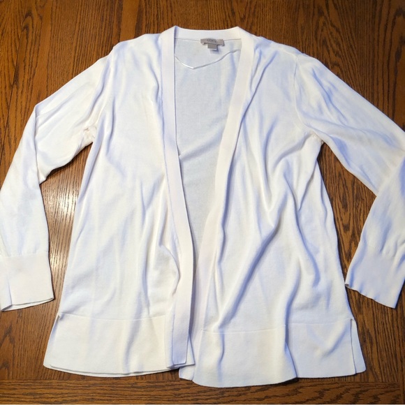 LOFT Sweaters - Women’s Loft White Open Front Cardigan Size Large